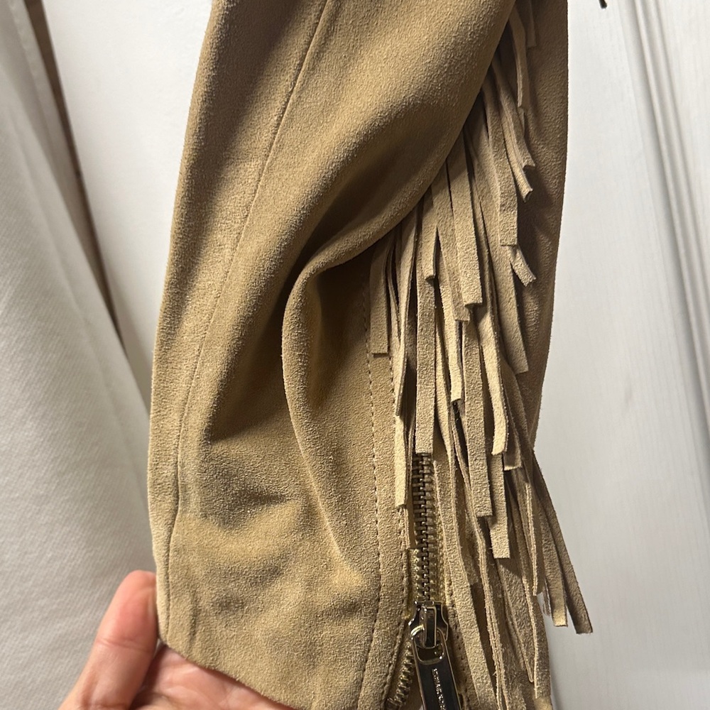 Michael Kors Tan Leather Fringe Jacket - Picture 7 of 13